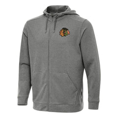 NHL Heather Black Chicago Blackhawks Antigua Effortless Full-Zip Hoodie Jacket
