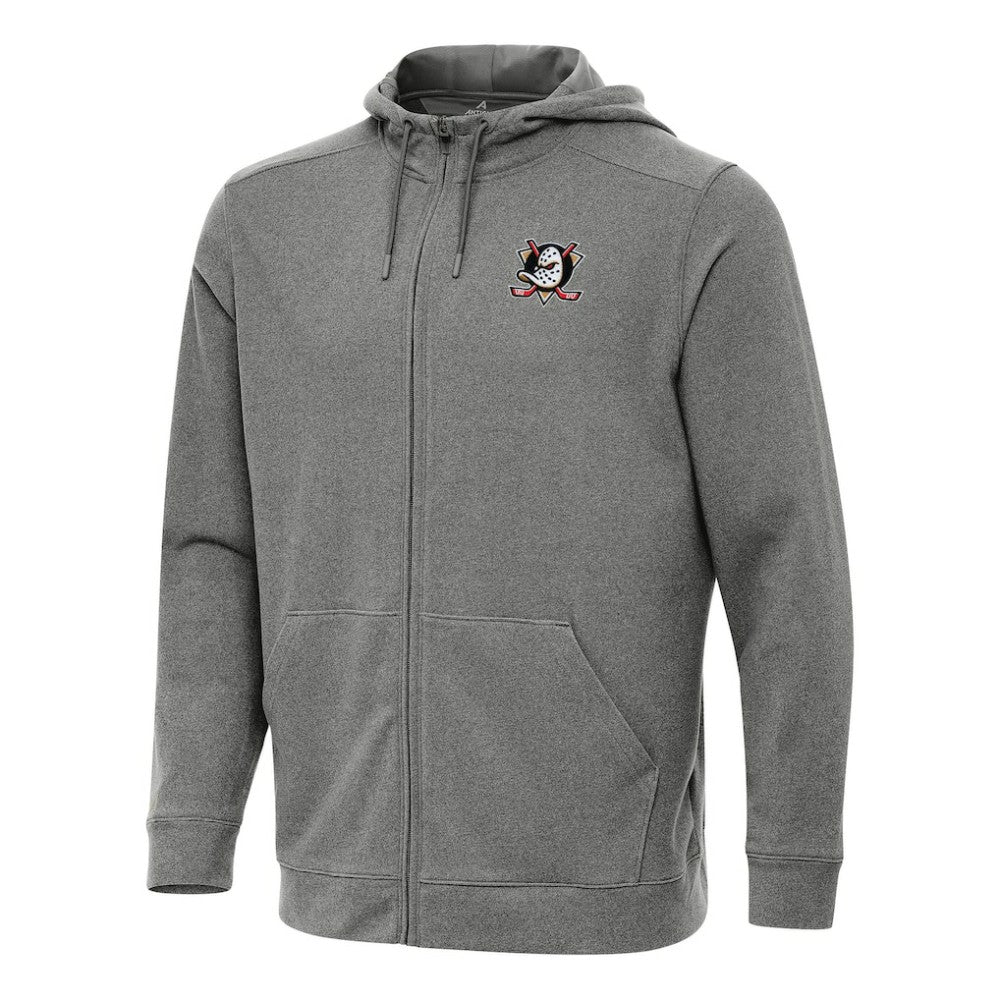 NHL Heather Black Anaheim Ducks Antigua Effortless Full-Zip Hoodie Jacket