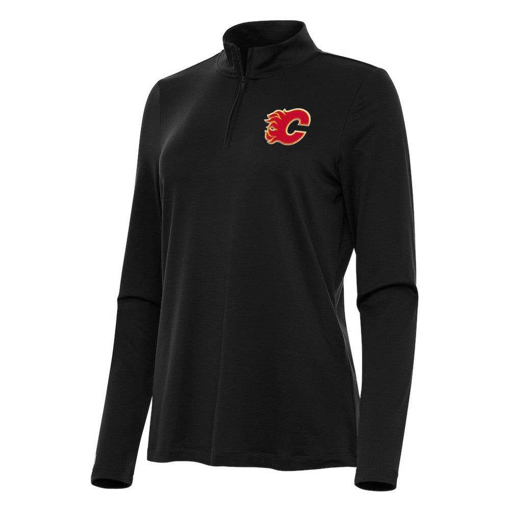 NHL Black Calgary Flames Antigua Women's Reprocess Quarter-Zip Top