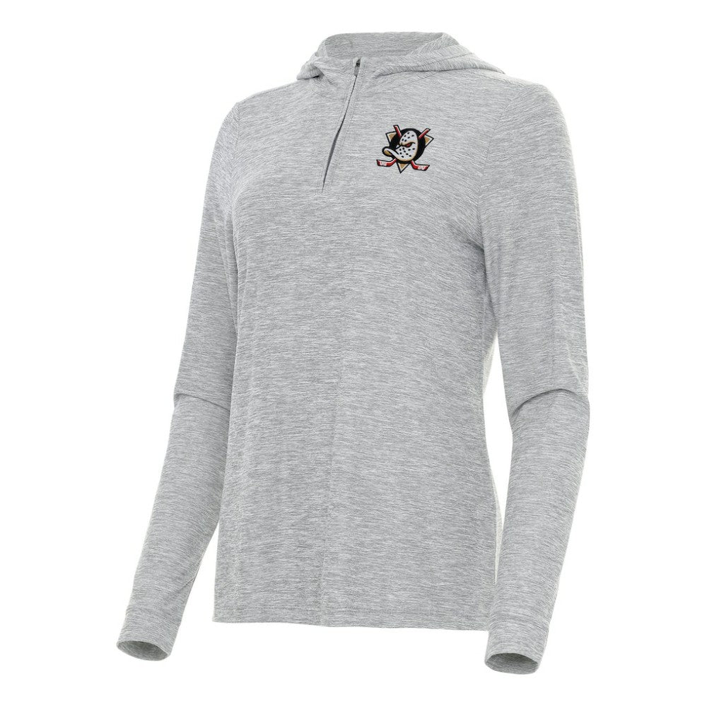 NHL Heather Gray Anaheim Ducks Antigua Women's Daybreak Quarter-Zip Hoodie