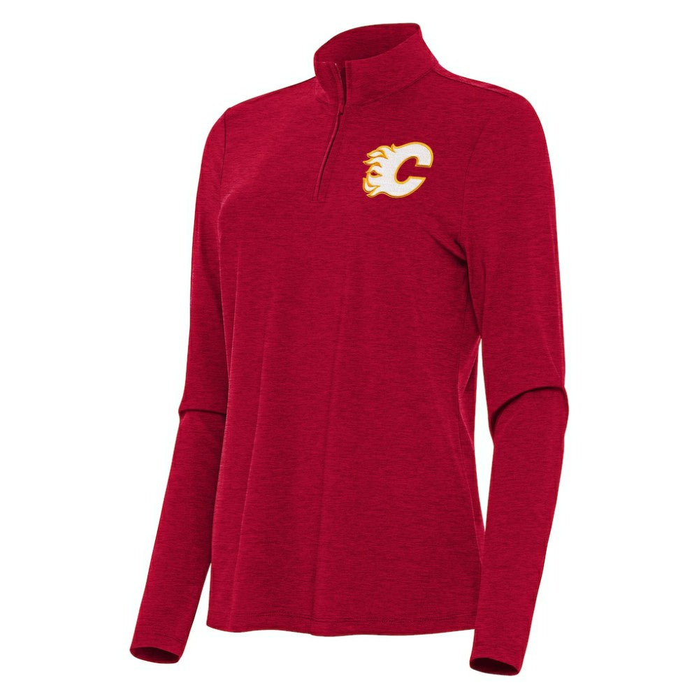 NHL Heather Red Calgary Flames Antigua Women's Bright Quarter-Zip Top