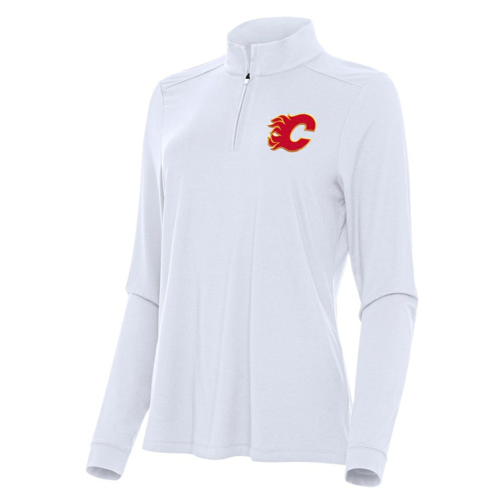 NHL White Calgary Flames Antigua Women's Intent Quarter-Zip Top