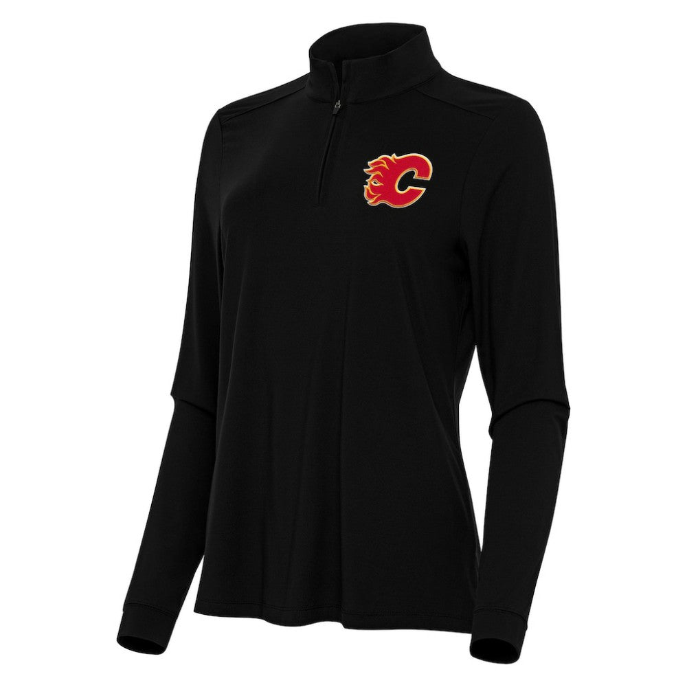 NHL Black Calgary Flames Antigua Women's Intent Quarter-Zip Top