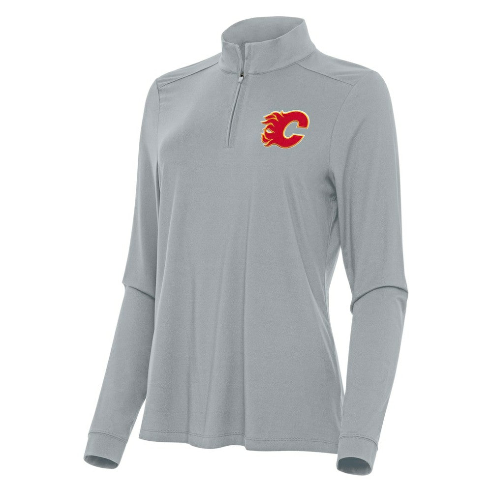 NHL Gray Calgary Flames Antigua Women's Intent Quarter-Zip Top