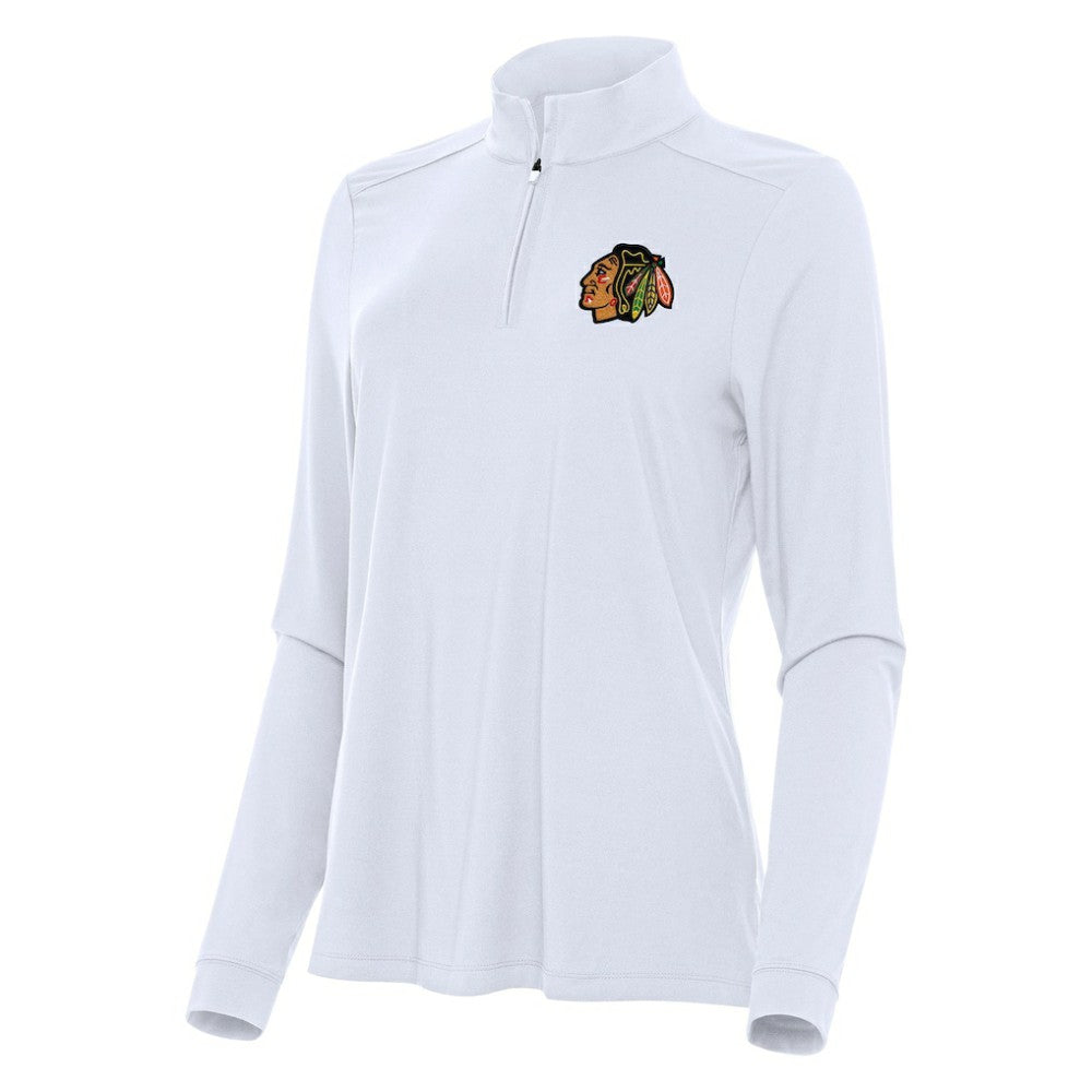 NHL White Chicago Blackhawks Antigua Women's Intent Quarter-Zip Top