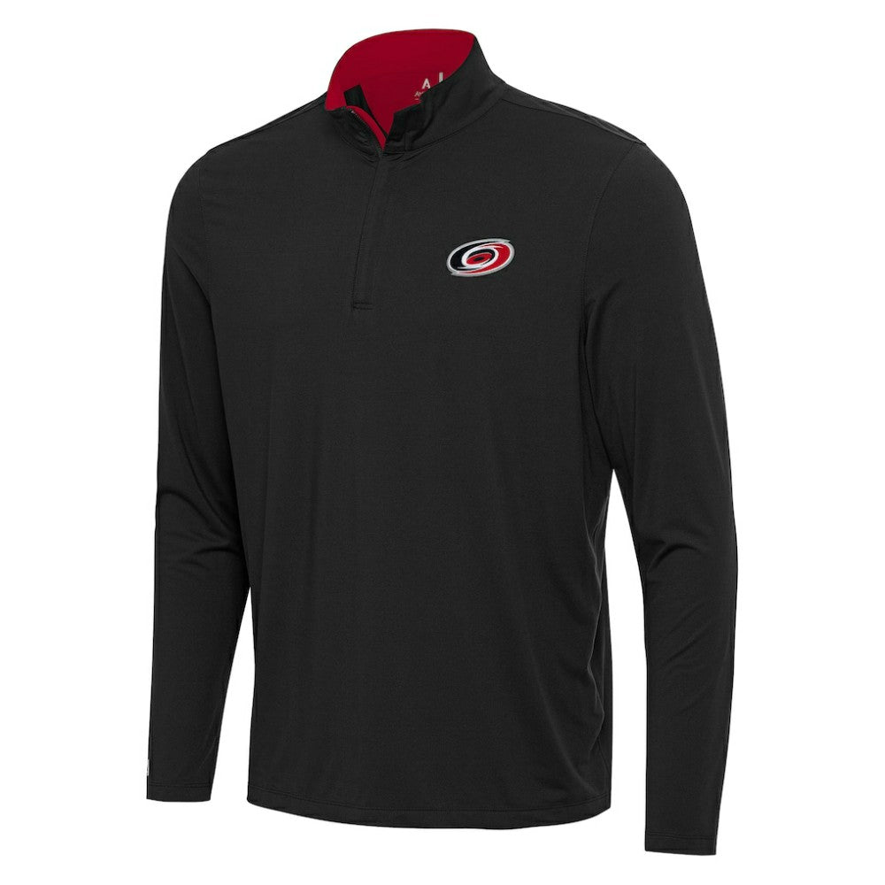 NHL Black/Red Carolina Hurricanes Antigua Content Quarter-Zip Pullover Top