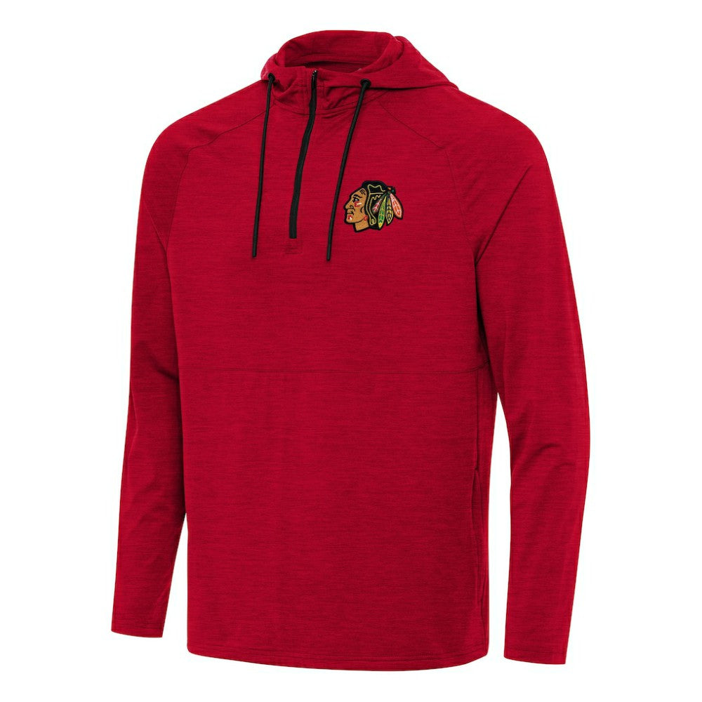 NHL Heather Red Chicago Blackhawks Antigua Spikes Quarter-Zip Hoodie