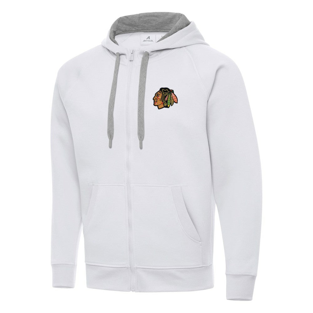 NHL White Chicago Blackhawks Antigua Big & Tall Victory Full-Zip Hoodie