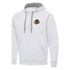 NHL White Chicago Blackhawks Antigua Big & Tall Victory Full-Zip Hoodie