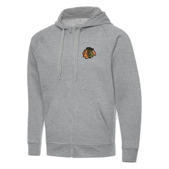 NHL Heather Gray Chicago Blackhawks Antigua Big & Tall Victory Full-Zip Hoodie