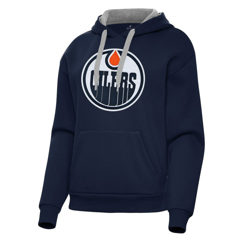 NHL Navy Edmonton Oilers Antigua Women's Victory Pullover Hoodie