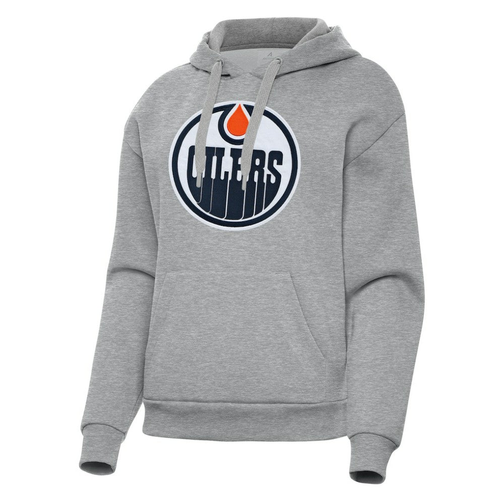 NHL Heather Gray Edmonton Oilers Antigua Women's Victory Pullover Hoodie