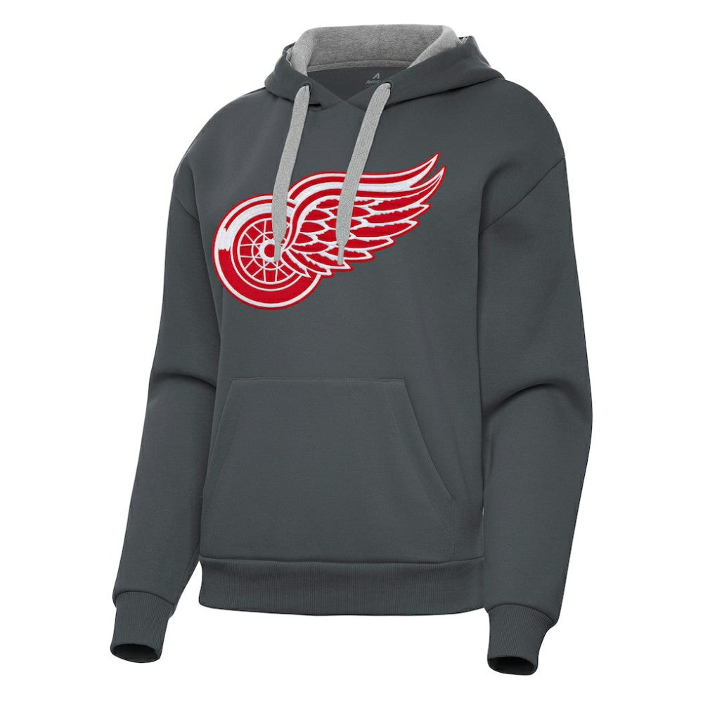 NHL Charcoal Detroit Red Wings Antigua Women's Victory Pullover Hoodie
