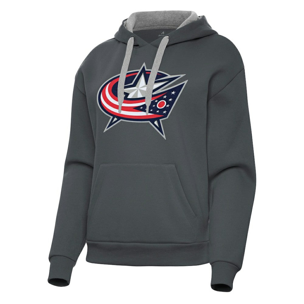 NHL Charcoal Columbus Blue Jackets Antigua Women's Victory Pullover Hoodie
