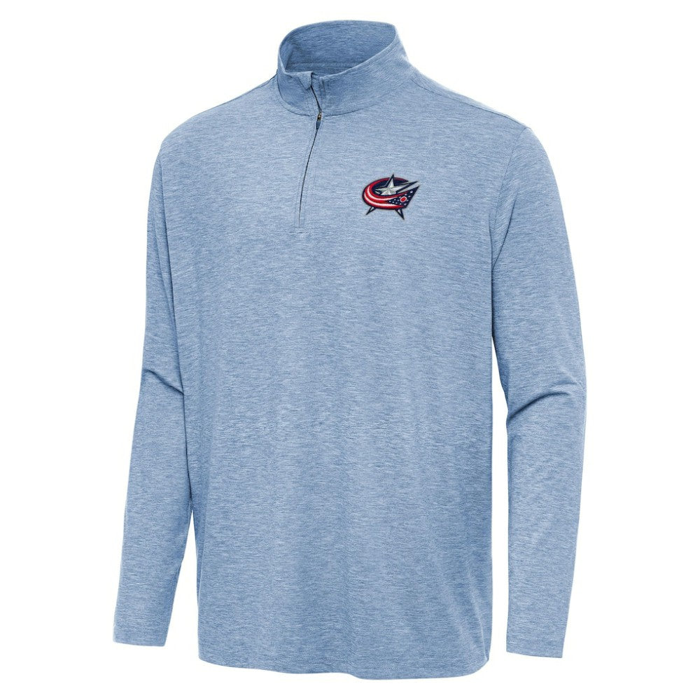 NHL Heather Aqua Columbus Blue Jackets Antigua Hunk Quarter-Zip Top
