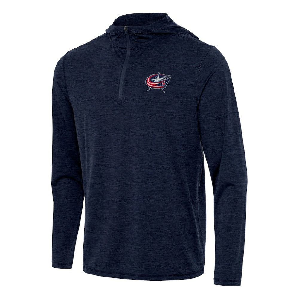 NHL Heather Navy Columbus Blue Jackets Antigua Tidy Quarter-Zip Hoodie