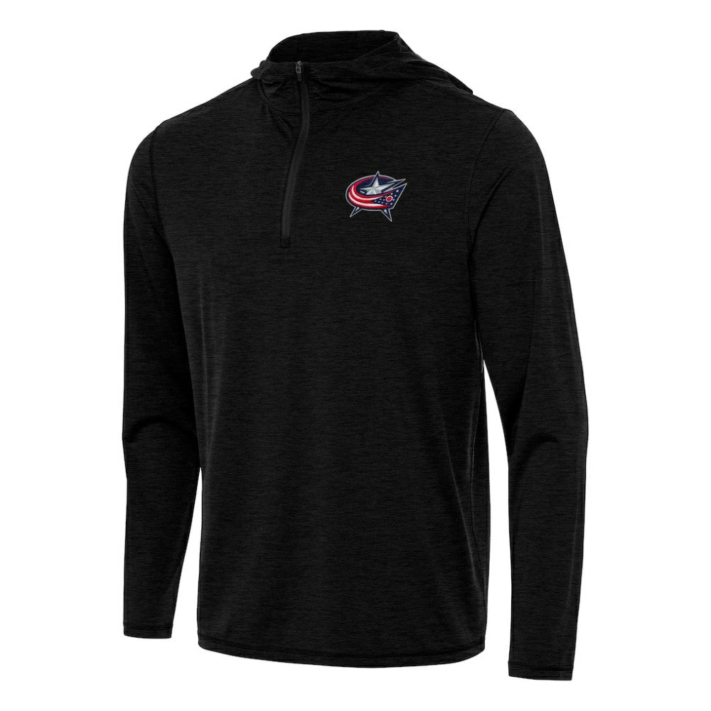 NHL Heather Black Columbus Blue Jackets Antigua Tidy Quarter-Zip Hoodie