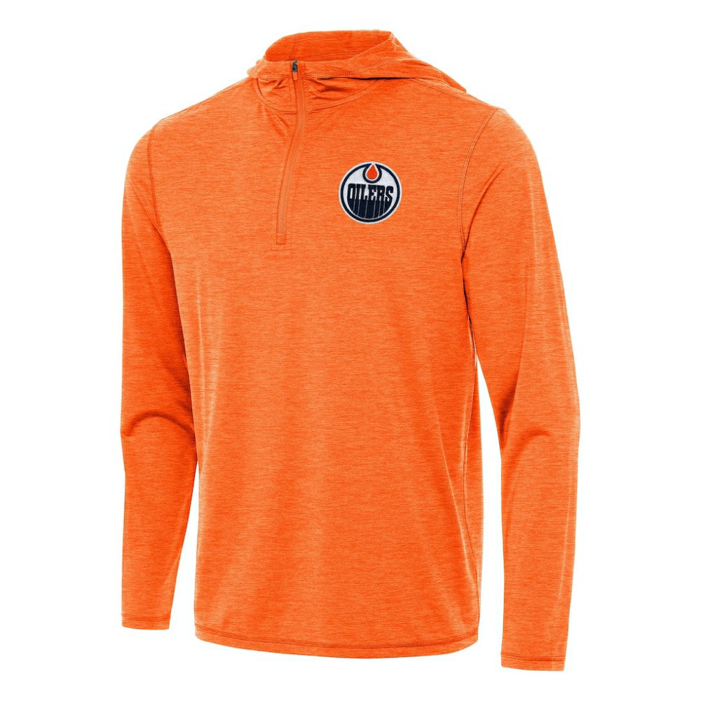 NHL Heather Orange Edmonton Oilers Antigua Tidy Quarter-Zip Hoodie