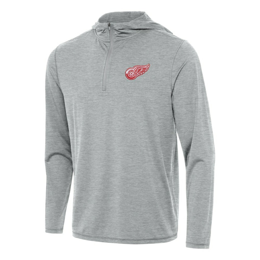 NHL Heather Gray Detroit Red Wings Antigua Tidy Quarter-Zip Hoodie