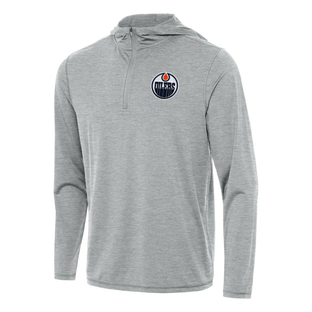NHL Heather Gray Edmonton Oilers Antigua Tidy Quarter-Zip Hoodie