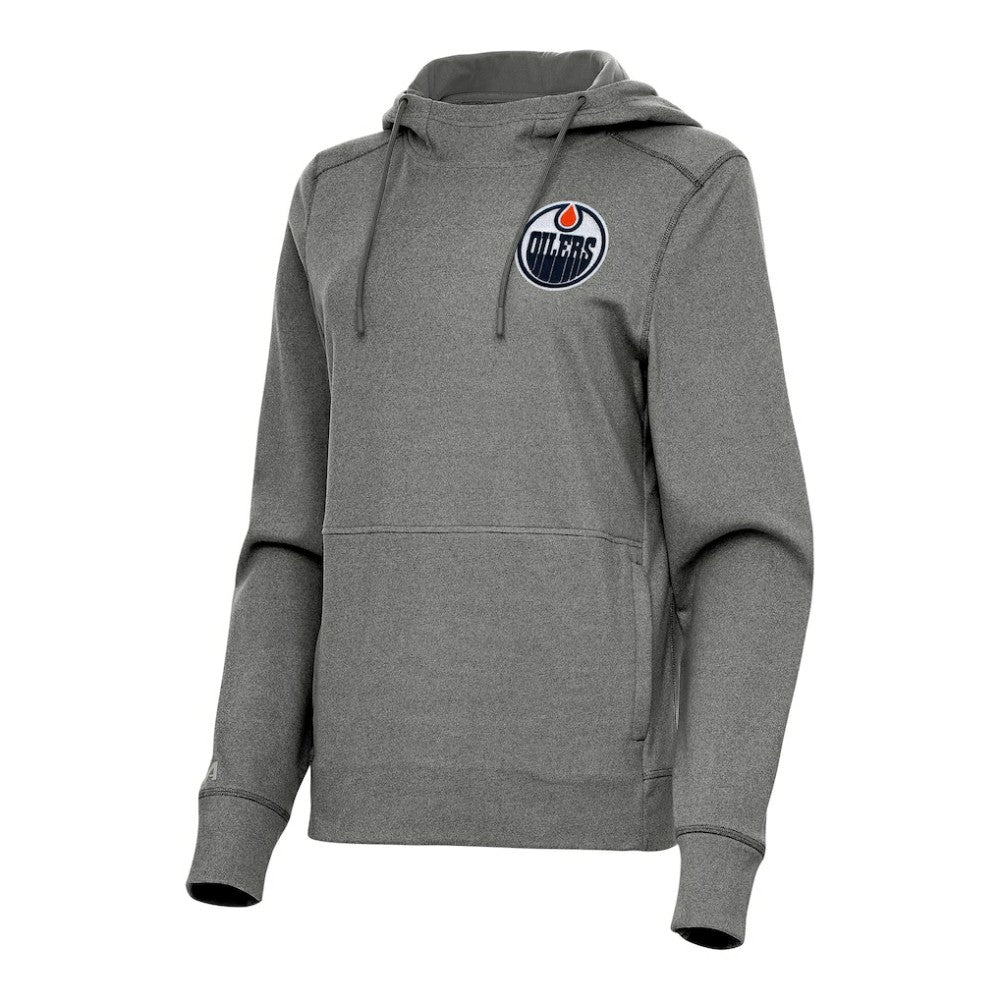 NHL Heather Black Edmonton Oilers Antigua Women's Justice Pullover Hoodie