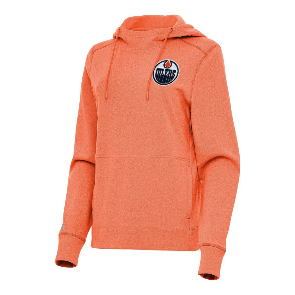NHL Heather Orange Edmonton Oilers Antigua Women's Justice Pullover Hoodie