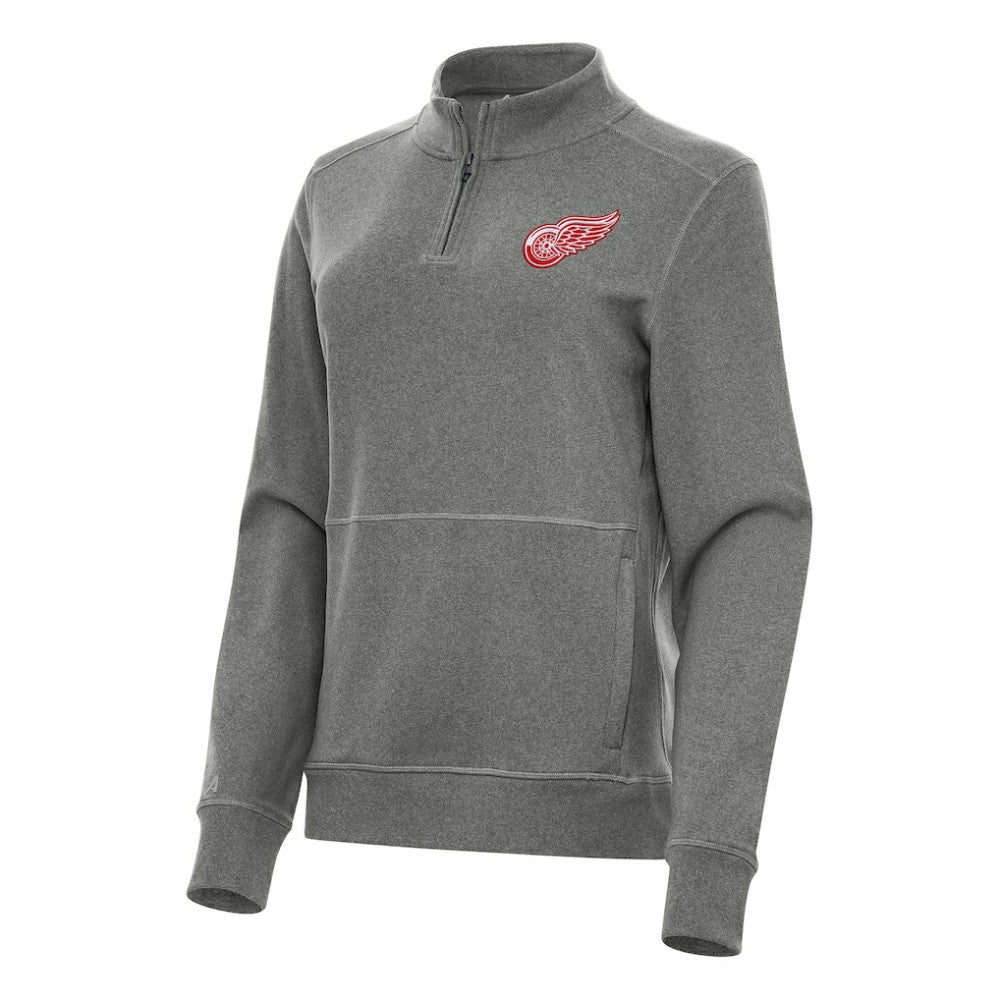 NHL Heather Black Detroit Red Wings Antigua Women's Crush Quarter-Zip Fleece Sweatshirt
