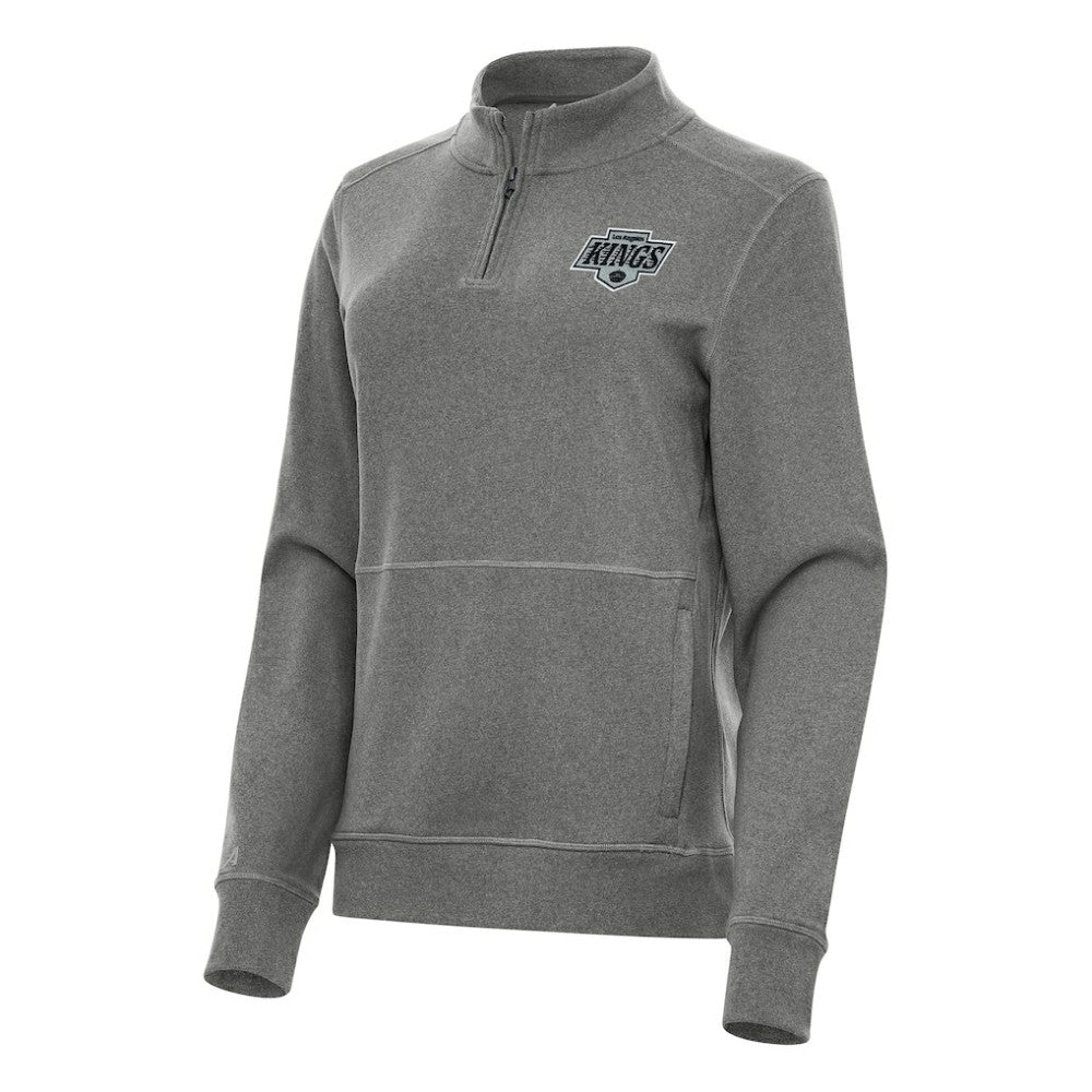 NHL Heather Black Los Angeles Kings Antigua Women's Crush Quarter-Zip Fleece Sweatshirt