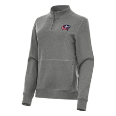 NHL Heather Black Columbus Blue Jackets Antigua Women's Crush Quarter-Zip Fleece Sweatshirt