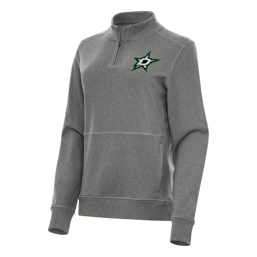 NHL Heather Black Dallas Stars Antigua Women's Crush Quarter-Zip Fleece Sweatshirt