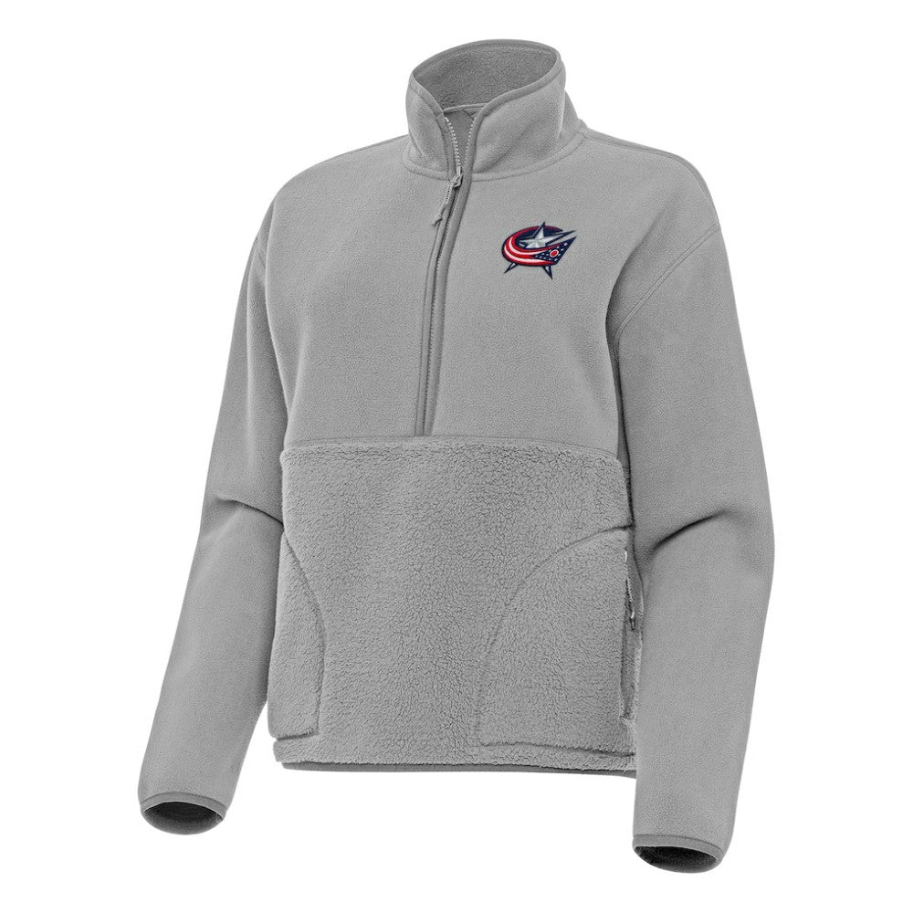 NHL Gray Columbus Blue Jackets Antigua Women's Figure Half-Zip Pullover Sweatshirt