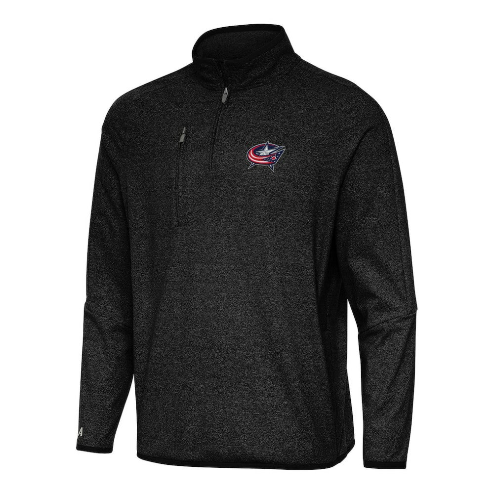 NHL Heather Black Columbus Blue Jackets Antigua Certain Quarter-Zip Tri-Blend Sweatshirt