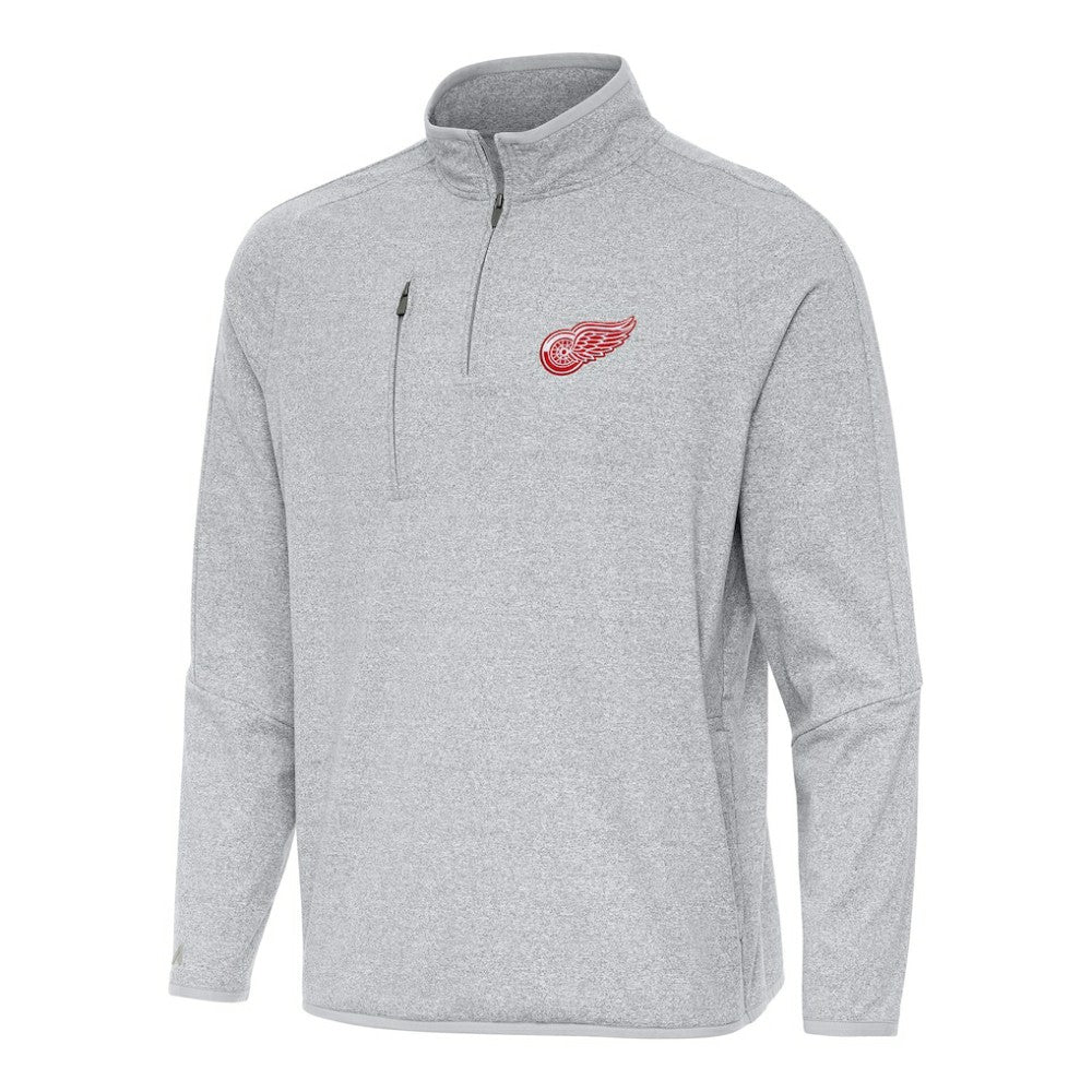 NHL Heather Gray Detroit Red Wings Antigua Certain Quarter-Zip Tri-Blend Sweatshirt