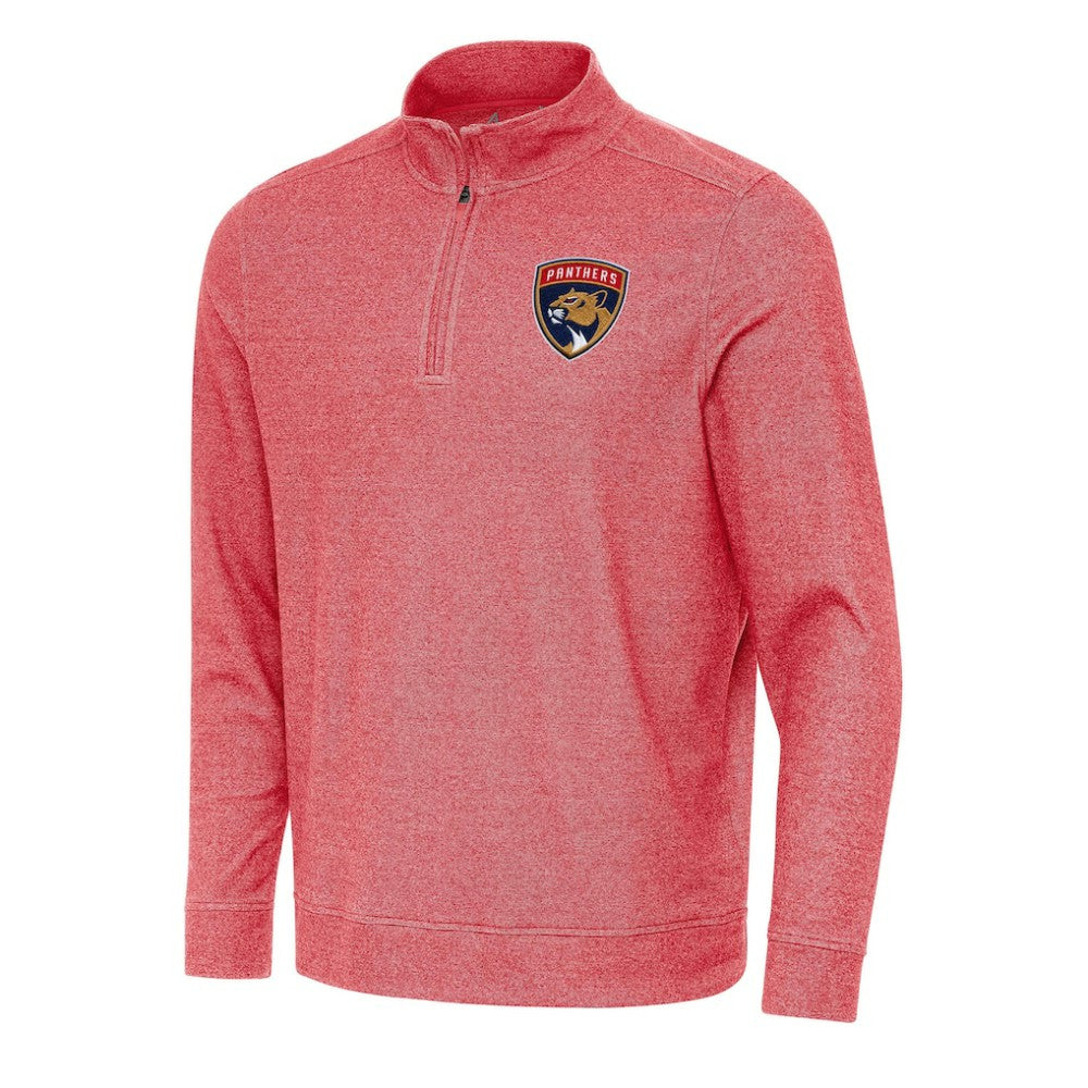 NHL Heather Red Florida Panthers Antigua Subtle Quarter-Zip Sweatshirt