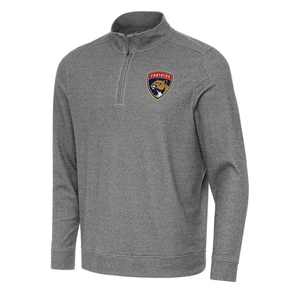 NHL Heather Black Florida Panthers Antigua Subtle Quarter-Zip Sweatshirt
