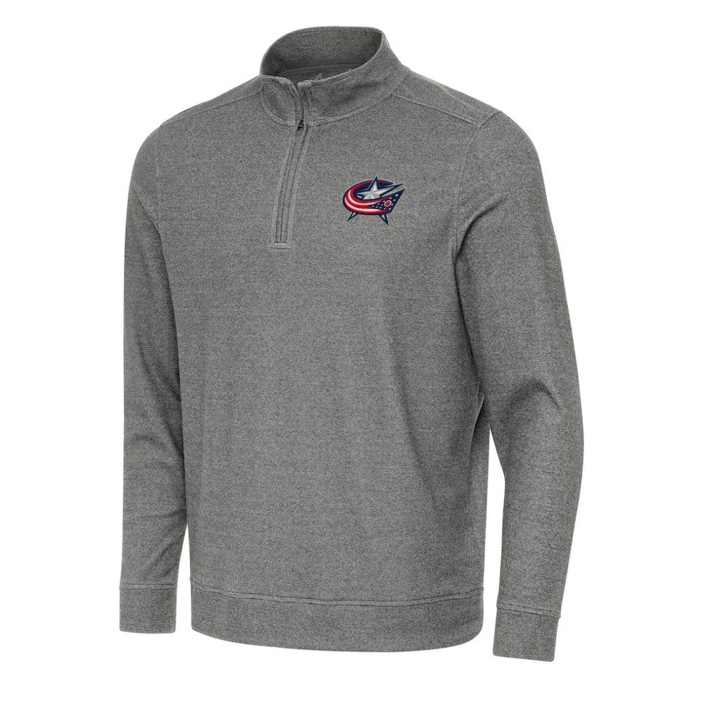 NHL Heather Black Columbus Blue Jackets Antigua Subtle Quarter-Zip Sweatshirt