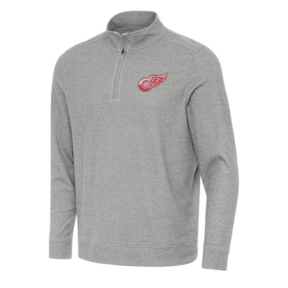 NHL Heather Gray Detroit Red Wings Antigua Subtle Quarter-Zip Sweatshirt