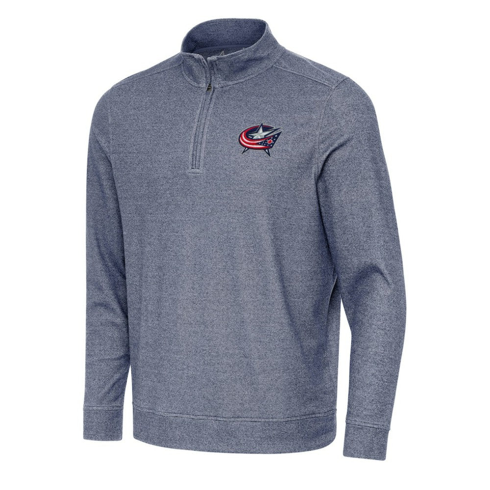 NHL Heather Navy Columbus Blue Jackets Antigua Subtle Quarter-Zip Sweatshirt