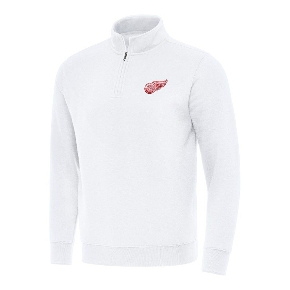 NHL White Detroit Red Wings Antigua Victory Quarter-Zip Mock Sweatshirt