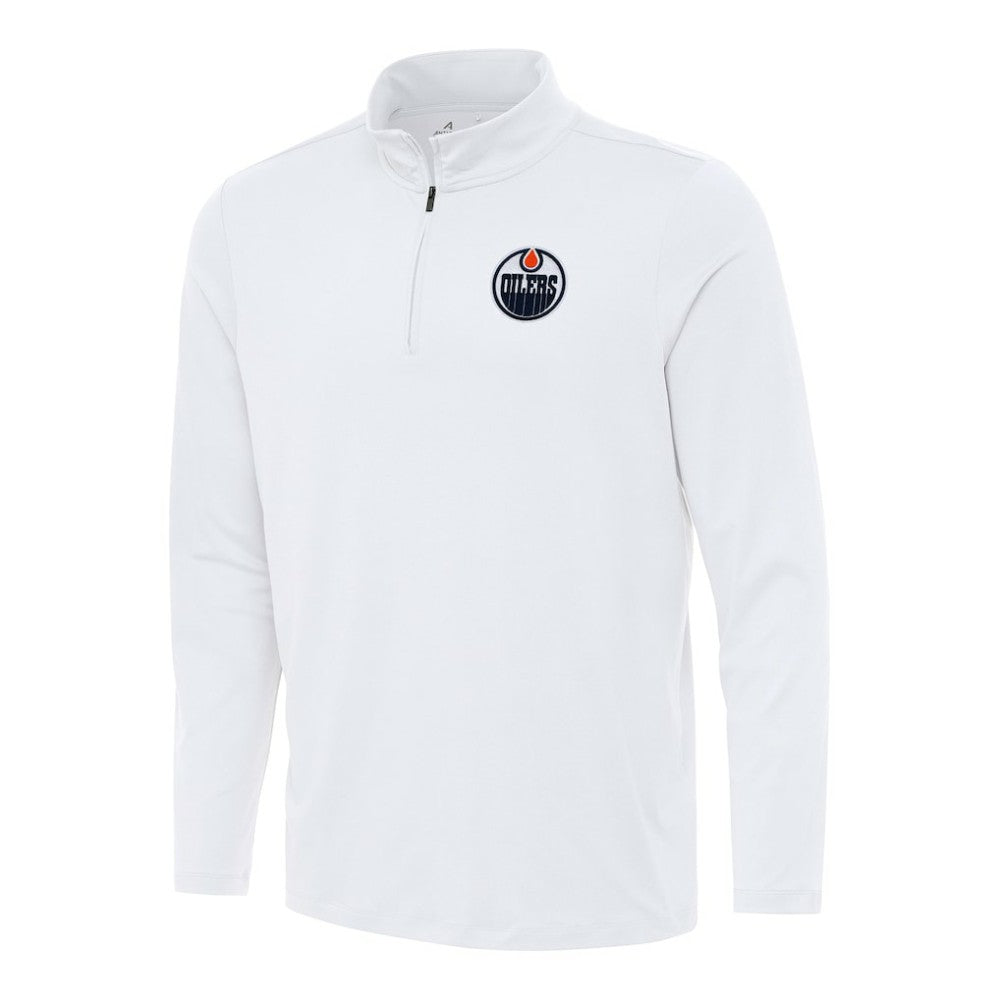 NHL White Edmonton Oilers Antigua Reprocess Quarter-Zip Top