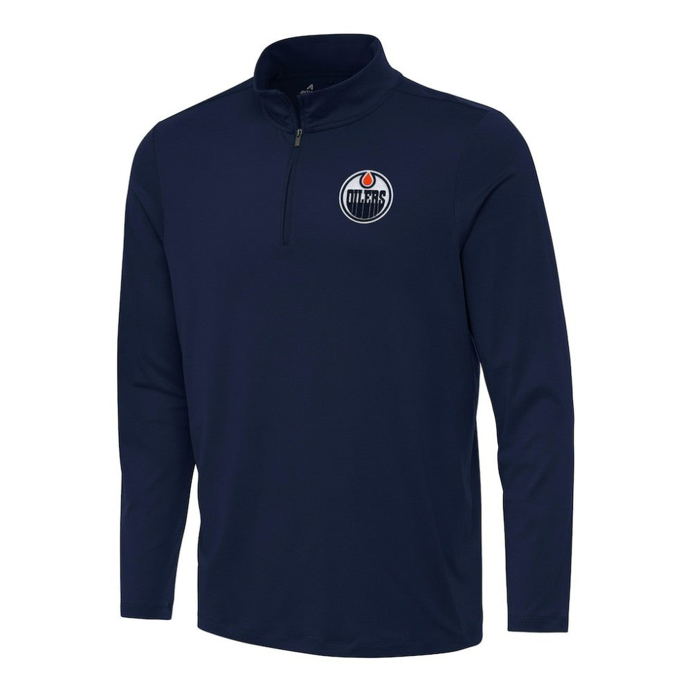 NHL Navy Edmonton Oilers Antigua Reprocess Quarter-Zip Top