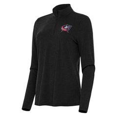 NHL Heather Black Columbus Blue Jackets Antigua Women's Bright Quarter-Zip Top