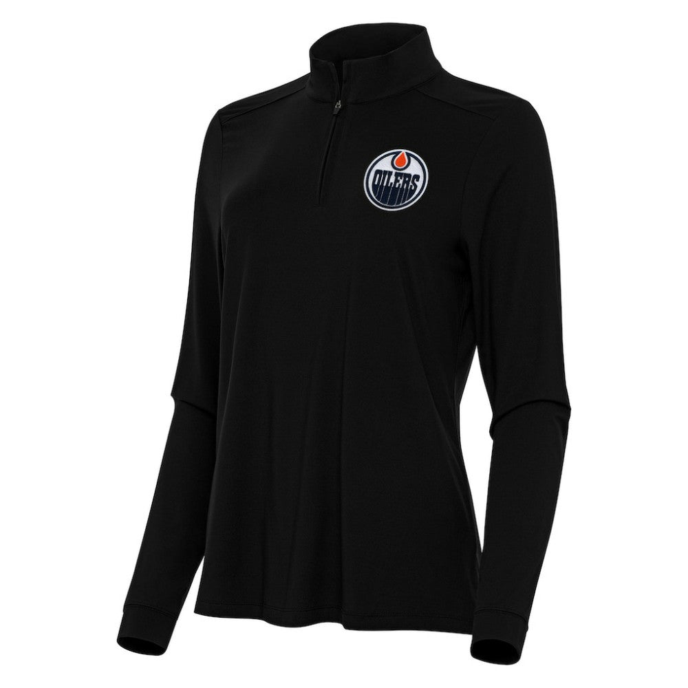 NHL Black Edmonton Oilers Antigua Women's Intent Quarter-Zip Top