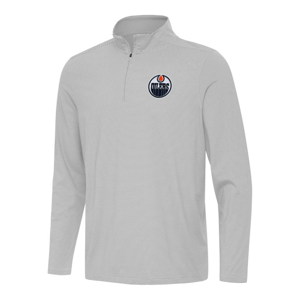 NHL Gray Edmonton Oilers Antigua Twine Quarter-Zip Top