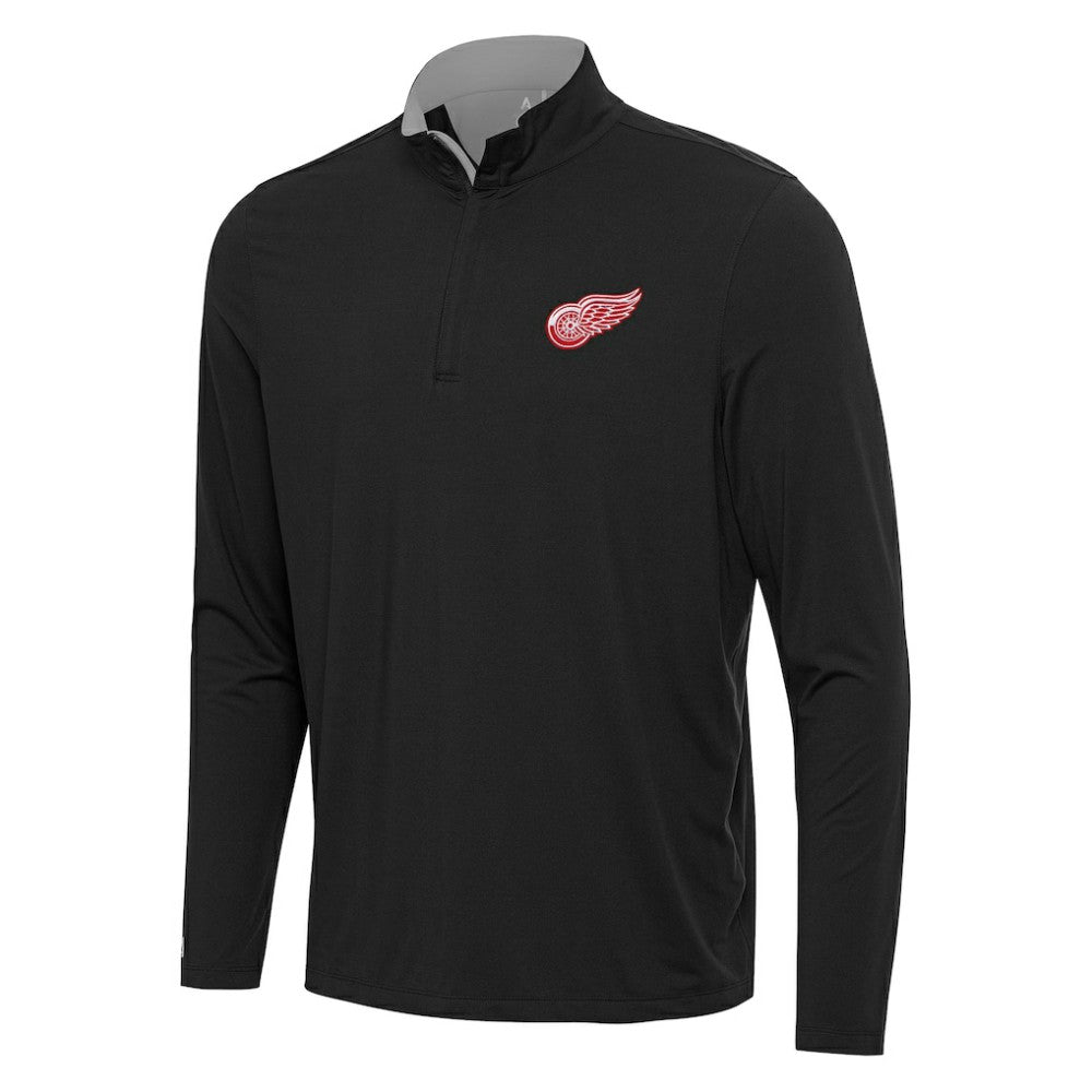 NHL Black/Gray Detroit Red Wings Antigua Content Quarter-Zip Pullover Top