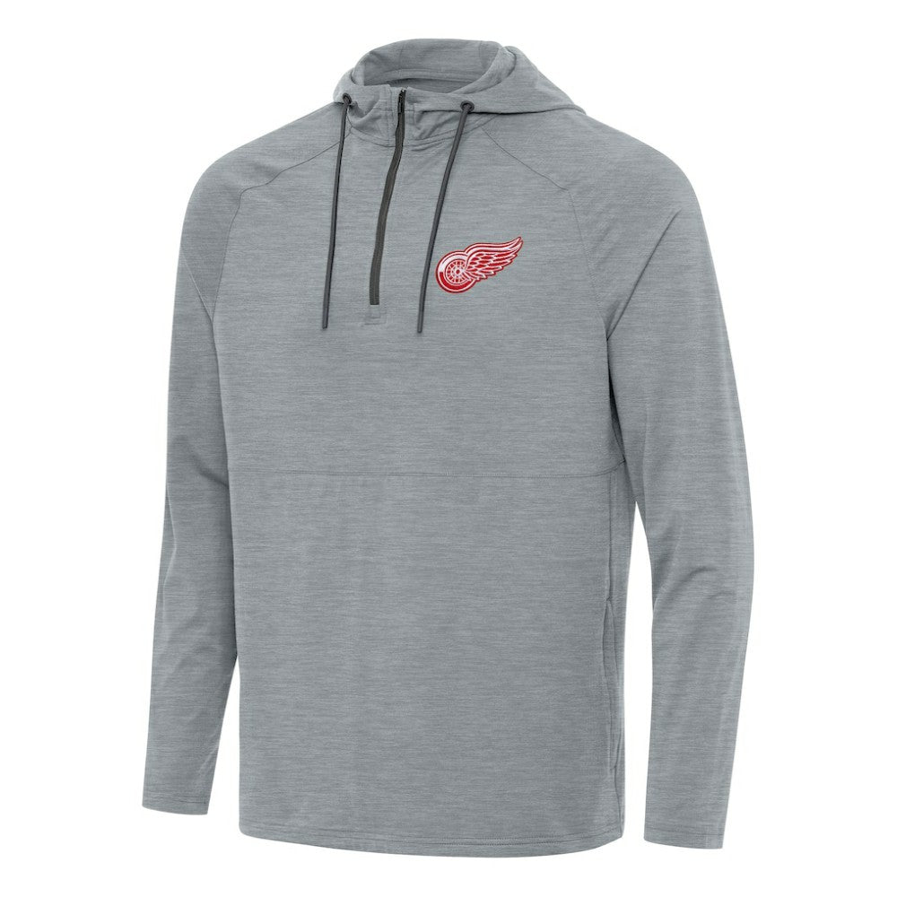 NHL Heather Gray Detroit Red Wings Antigua Spikes Quarter-Zip Hoodie