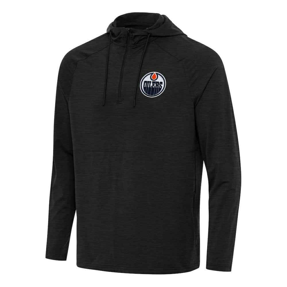 NHL Heather Black Edmonton Oilers Antigua Spikes Quarter-Zip Hoodie