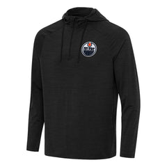 NHL Heather Black Edmonton Oilers Antigua Spikes Quarter-Zip Hoodie