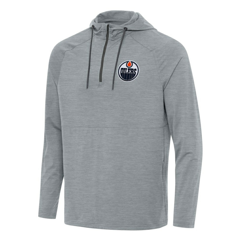 NHL Heather Gray Edmonton Oilers Antigua Spikes Quarter-Zip Hoodie