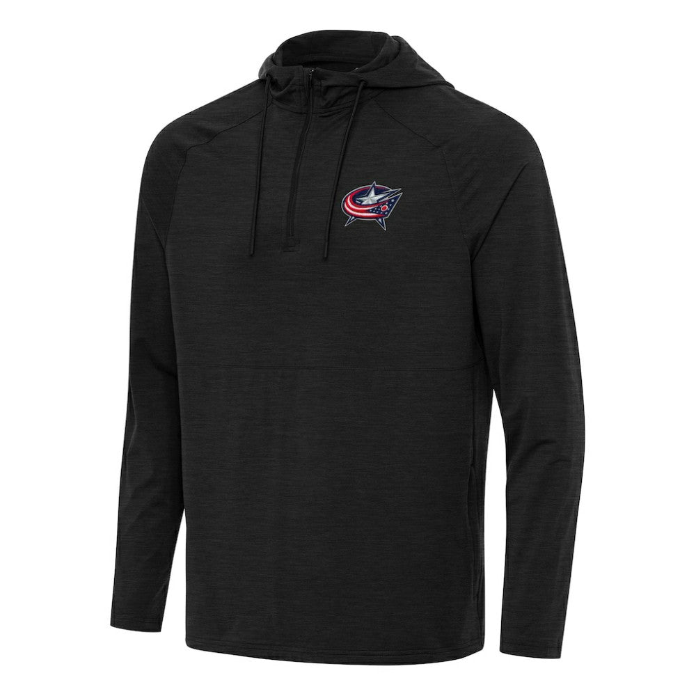 NHL Heather Black Columbus Blue Jackets Antigua Spikes Quarter-Zip Hoodie